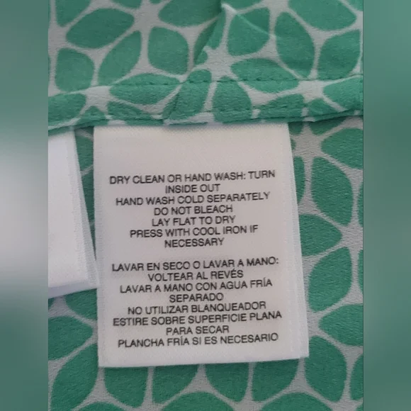 Anne Klein 2X Green Mixed Print Button Front Blouse Tunic Long Sleeve - Picture 7 of 7